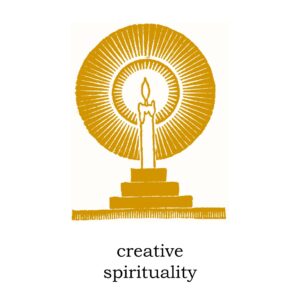 creative spirituality title card for brianbeholds.com features a line drawing of a lit candle in yellow