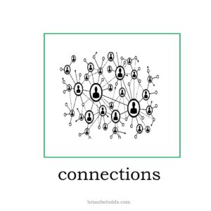 connections theme icon showing a line drawing of a various people connected together by lines