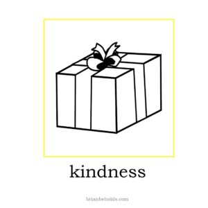 kindness theme logo showing a line drawing of a wrapped present
