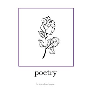 poetry theme icon showing a line drawing of a stemmed rose
