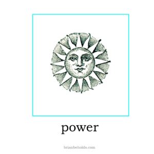 power theme icon with line drawing of a stylized sun with a face