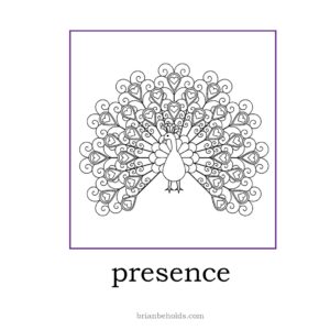 presence theme icon with a line drawing of a male peacock