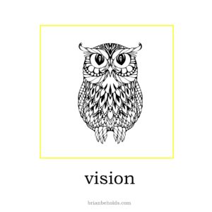 vision theme icon with a line drawing of an owl